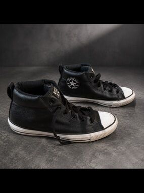 Converse Black High-Top Sneakers with White Toe Cap